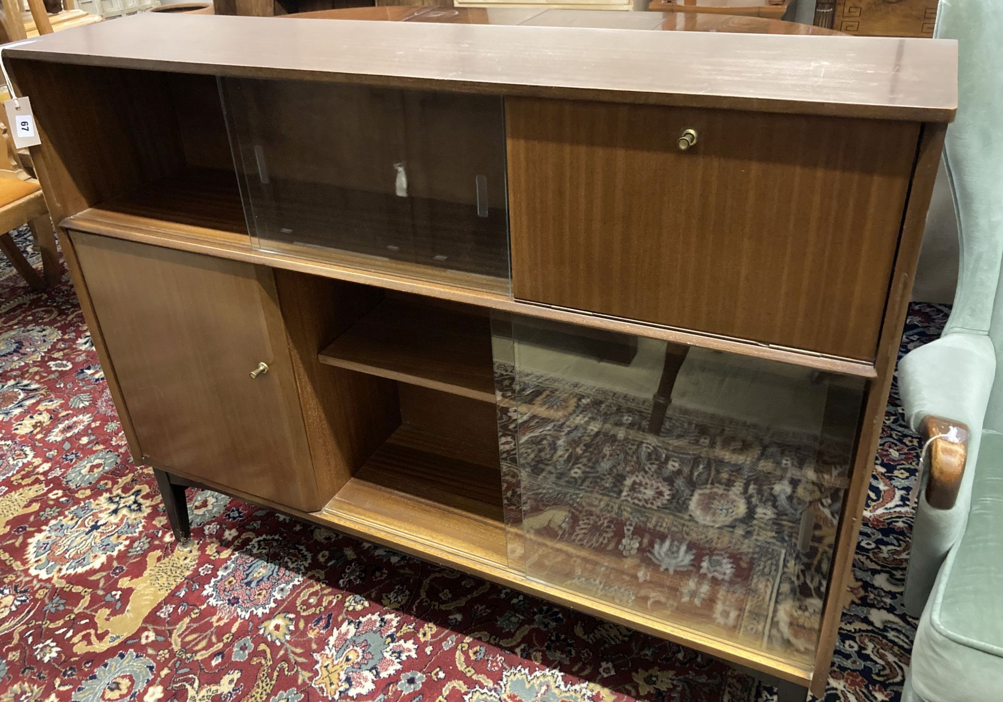 A Nathan teak side cabinet, circa 1970, width 123cm, depth 29cm, height 98cm